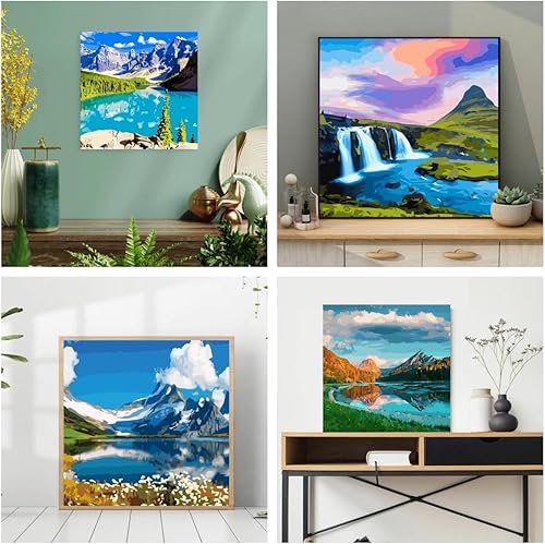 Miniatura 3 de Pintura por números para adultos y niños, paquete de 4 kits de pintura por números sobre lienzo, juego de pintura al óleo para principiantes,