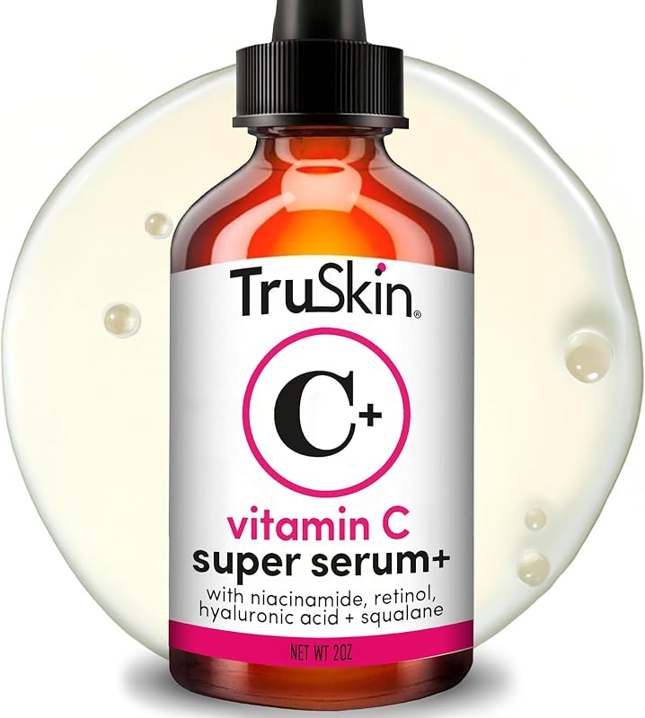 TruSkin Vitamin C Super Serum for Face, 5 Skin Benefits, 2 fl oz | Vitamin C, Retinol, Niacinamide, Hyaluronic Acid and Squalane to brighten, firm, smooth, hydrate, and refine skin