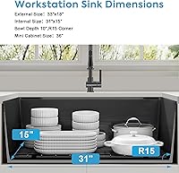 Vista 43 de Fregadero de barra negro, fregadero de cocina negro de montaje inferior de 15 pulgadas, fregaderos de cocina de 15 x 15 x 10 pulgadas, fregadero