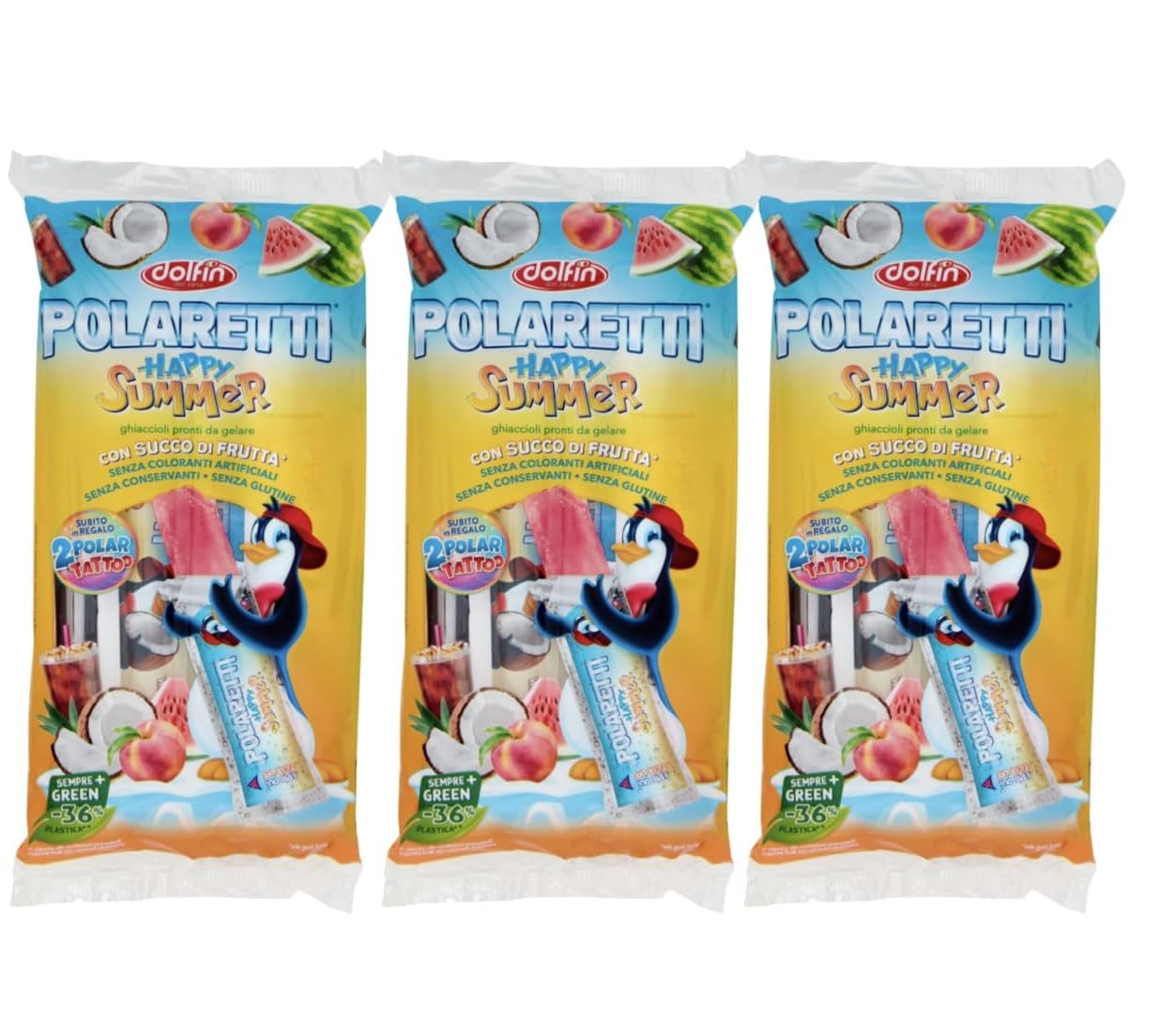 Polaretti - Ghiaccioli pronti da gelare in vari gusti assortiti con sorpresa - 6 cfz. da 10 pz. (Summer)