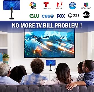 Transonic Indoor TV Antenna, Antenna for Smart TV, 360º Reception, Support 4K 1080P HD Channels for All Type of Digital Television, Converter Box and PCI/USB Tuner, Easy Installation, Space Saving