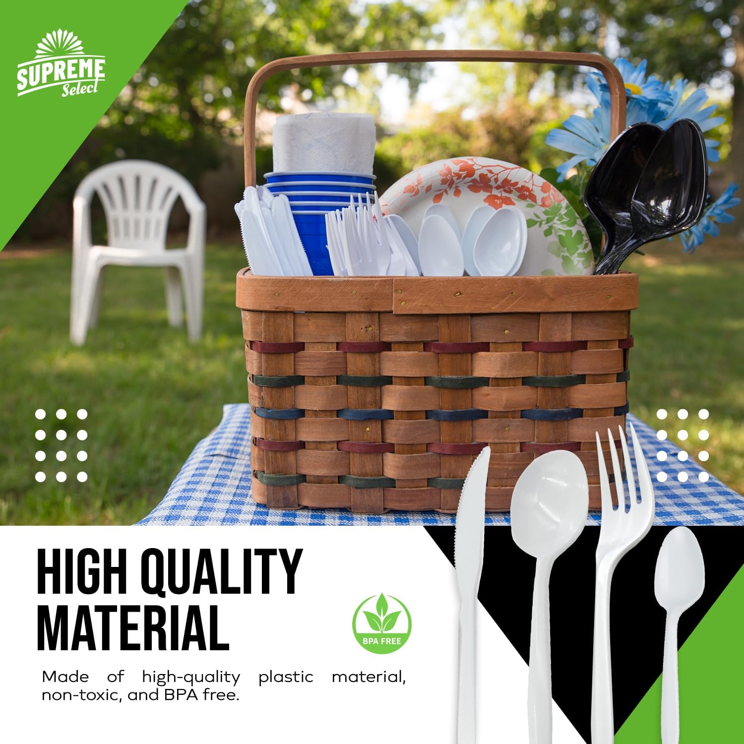 Disposable White Forks [400-Pack] Medium-Weight Disposable Plastic Cutlery - Durable and Reusable Bulk Utensils for Parties, Picnics, Takeout, Restaurant, School, Home & Office