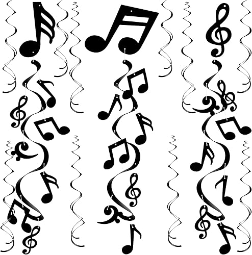 BENBO 84 piezas de notas musicales colgantes, espiral, papel de aluminio musical, decoración de fiesta temática de remolino, notas musicales,