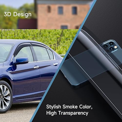 Miniatura 8 de ACLONG Protectores de lluvia ahumados aptos para Honda Accord 2013-2017, visera lateral inastillable para ventana, deflectores de ventana, juego de