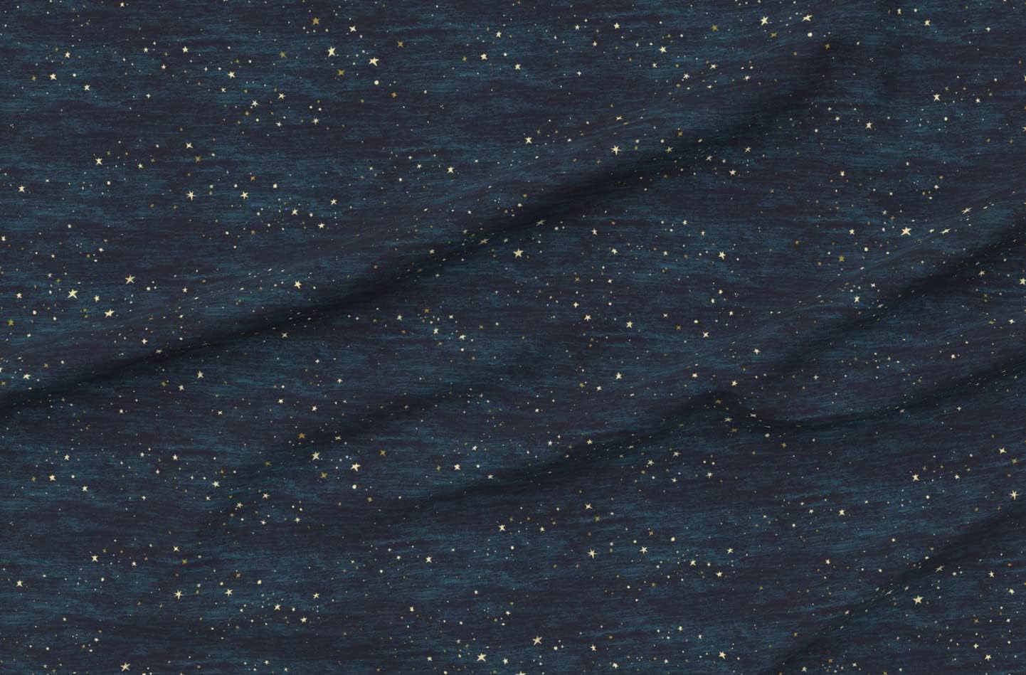 Spoonflower Fabric - Nighttime Stars Stars Turquoise Sky Nursery Hand-Drawn Dark Blue Printed on Petal Signature Cotton Fabric Fat Quarter - Sewing Quilting Apparel Crafts Decor