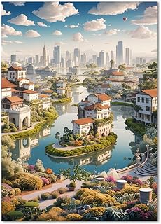Baltimore Maryland Poster Art Print, City Skyline American Folk Art, Naive Artwork Picture Painting Decor for Bedroom, Bathroom, Living room, Baltimore Maryland