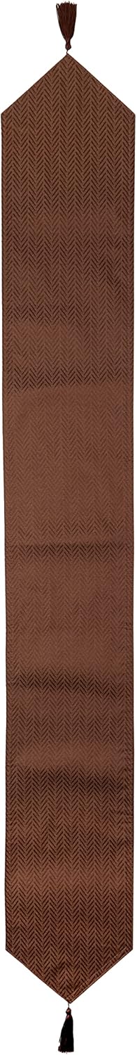 herringbone pattern and water-repellent table runner about 25x180cm Brown FS006