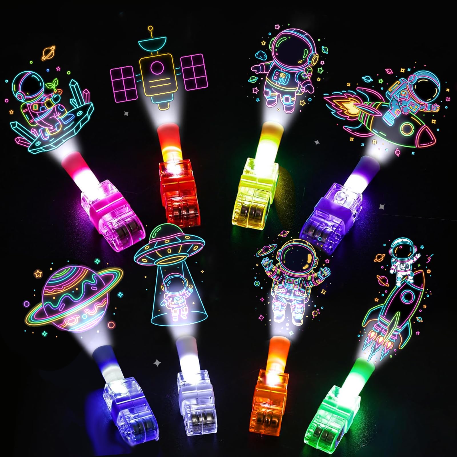 Photo 1 of 24PCS Space Party Favors LED Finger Lights, 8 Designs