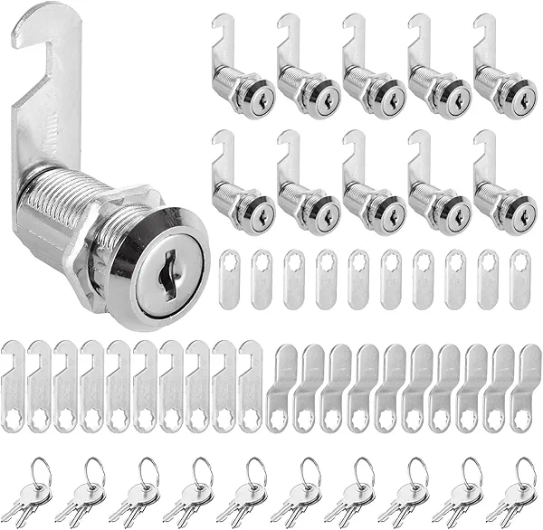 LDXDRU 10 Set Cabinet Locks with Keys, Zinc Alloy Cam Lock Keyed Alike, Drawer Locks with Key for Cabinets File Mailbox Lock Replacement RV Storage (1-1/8 Inch)