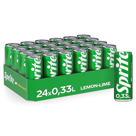 Sprite Soft Drink, Maximum Refreshment with Lemon & Lime Flavour in Stylish Disposable Cans, Pack of 24 (24 x 330 ml)