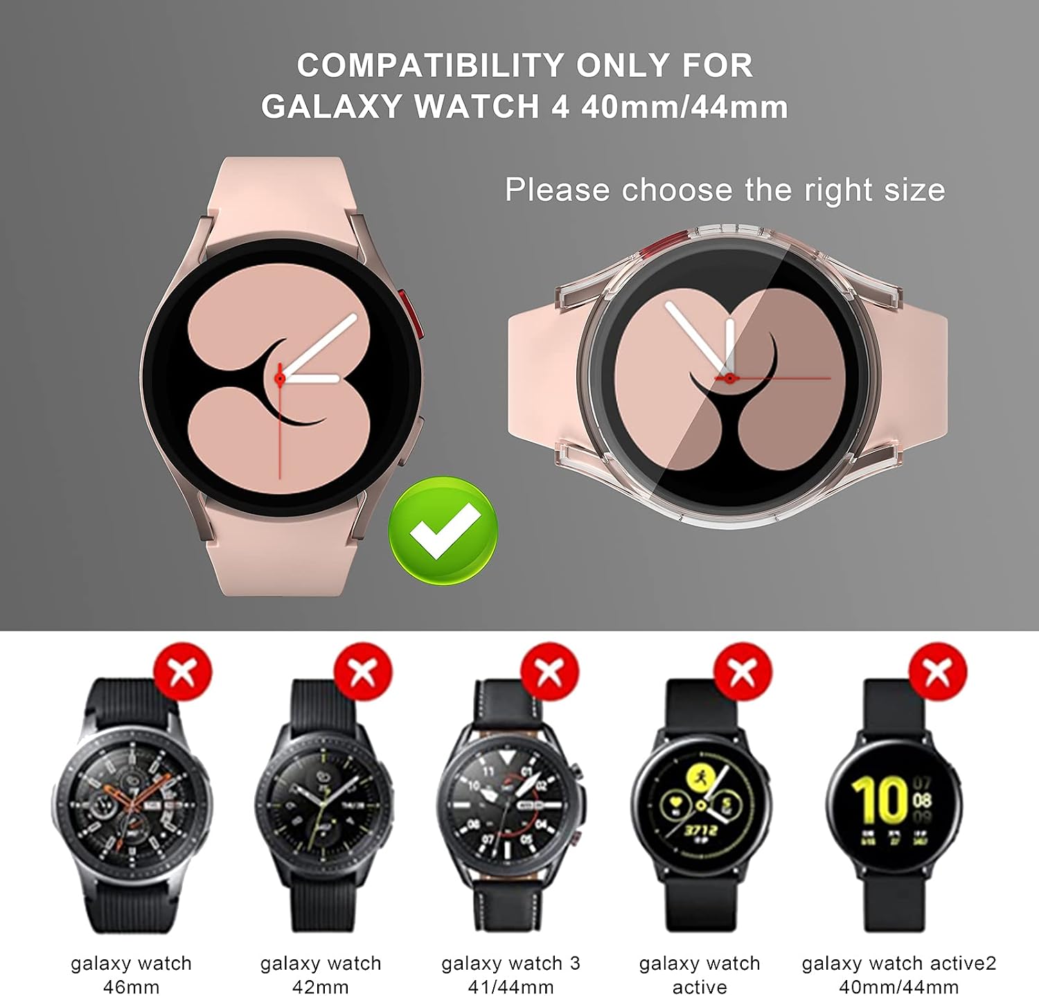Beuxece 3 Pack Case Cover for smartGalaxy Watch 4 40mm/ 44mm, Soft TPU All-Around Bumper with Built-in Screen Protector (Clear+Clear+Clear, 44mm)