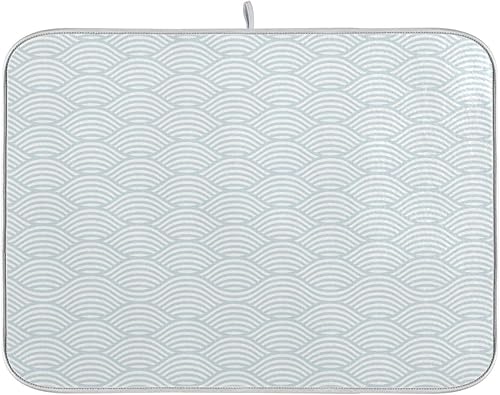 Blue White Wave Pattern Dish Mat Counter Top Accessories Kitchen Drain Matt Tapete Para Cocina 16'' x 18''