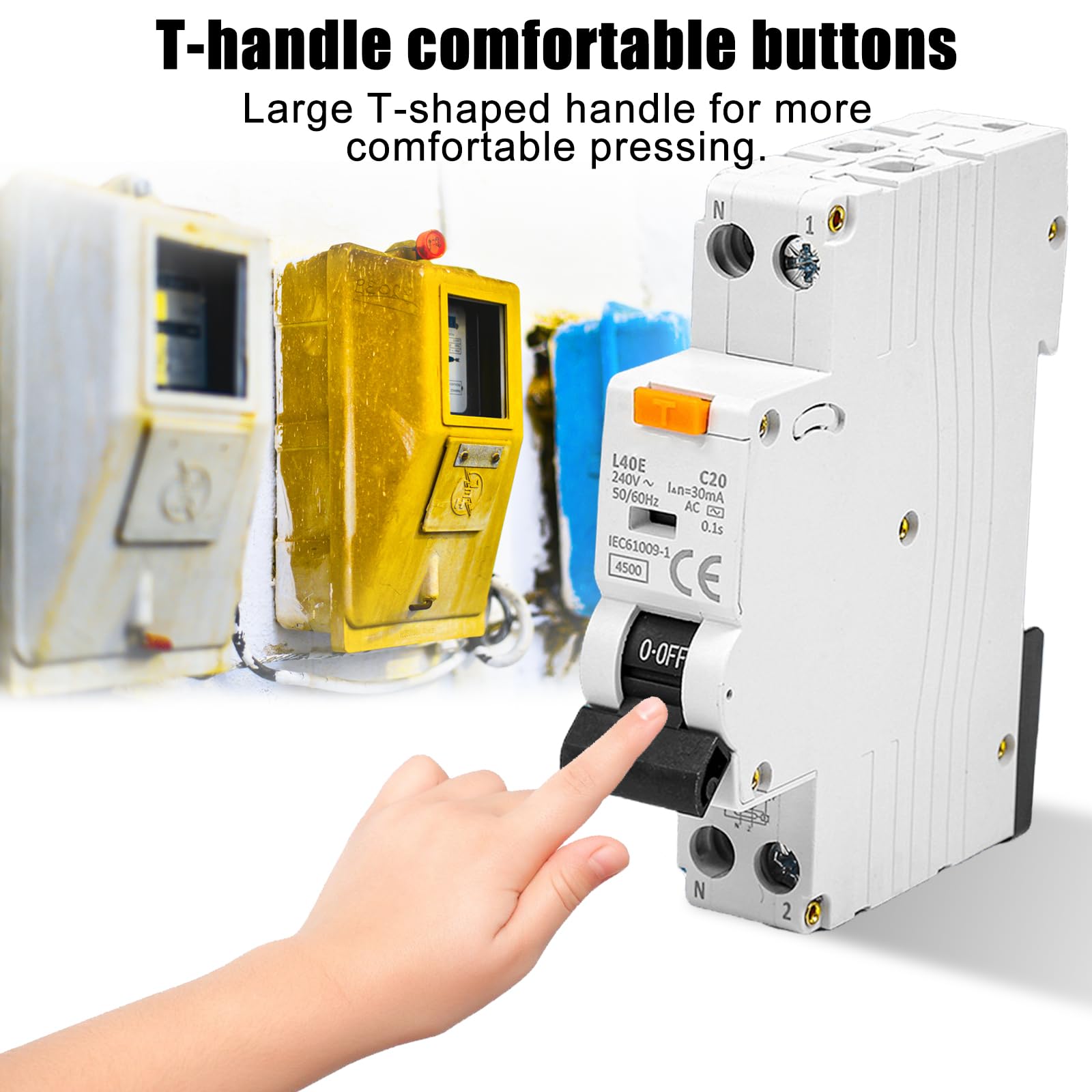 Interruptor de protección diferencial, (2 polos, 230 V, 16 A) 30mA Interruptor automático 16A, 1P+N 6kA Interruptor FI, Interruptor de protección diferencial 2 polos, Tensión nominal: AC230