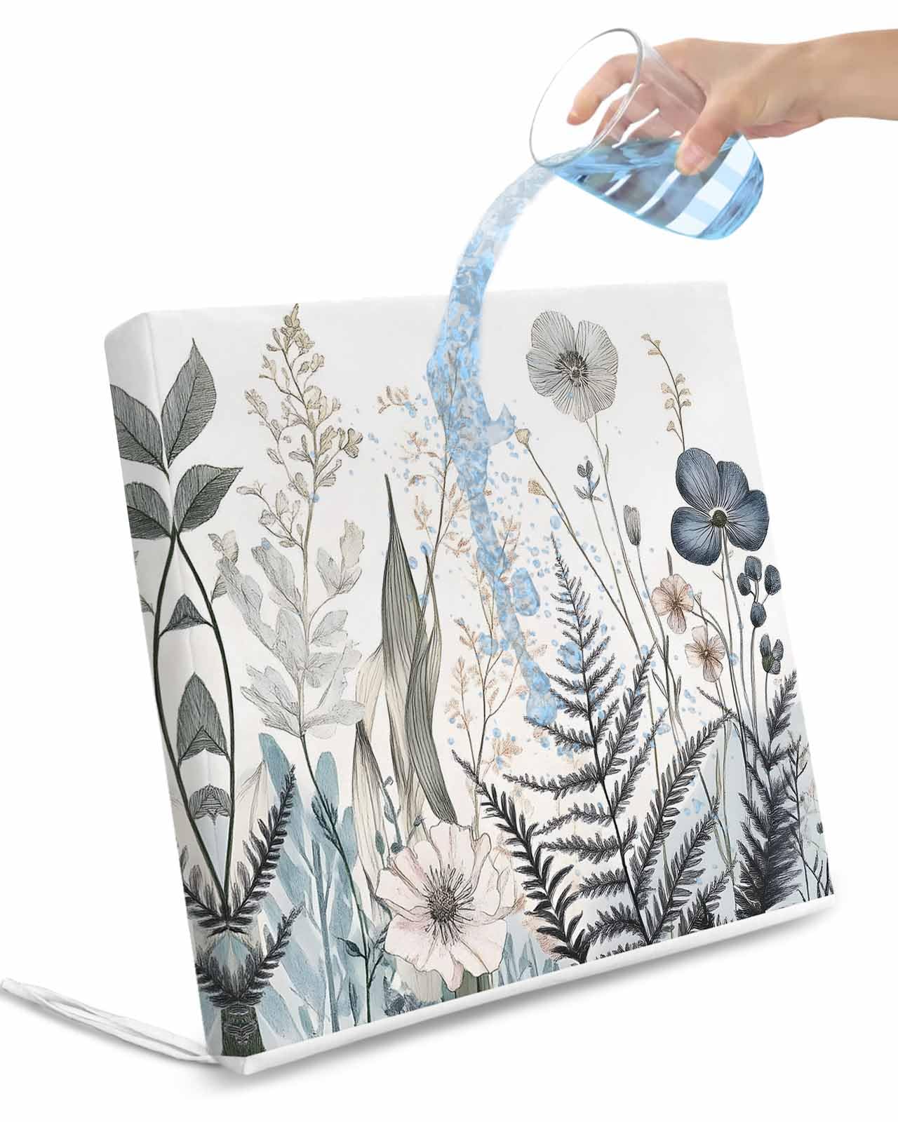 2 Pack Vintage Floral Botanical Waterproof Cushion Covers with Ties, Outdoor Patio Chaise Lounge Chair Seat Cushion Slip Covers Replacement(Only Cover) Rustic Summer Spring Flowers 22