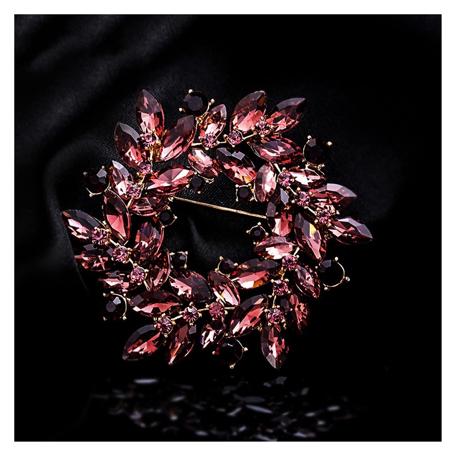 RWRAPS 3-farbige Kristall-Kranz-Blumen-Brosche, modische Broschen für Damen, Modeschmuck, feines Geschenk (Metallfarbe: Blauer Kristall) ()