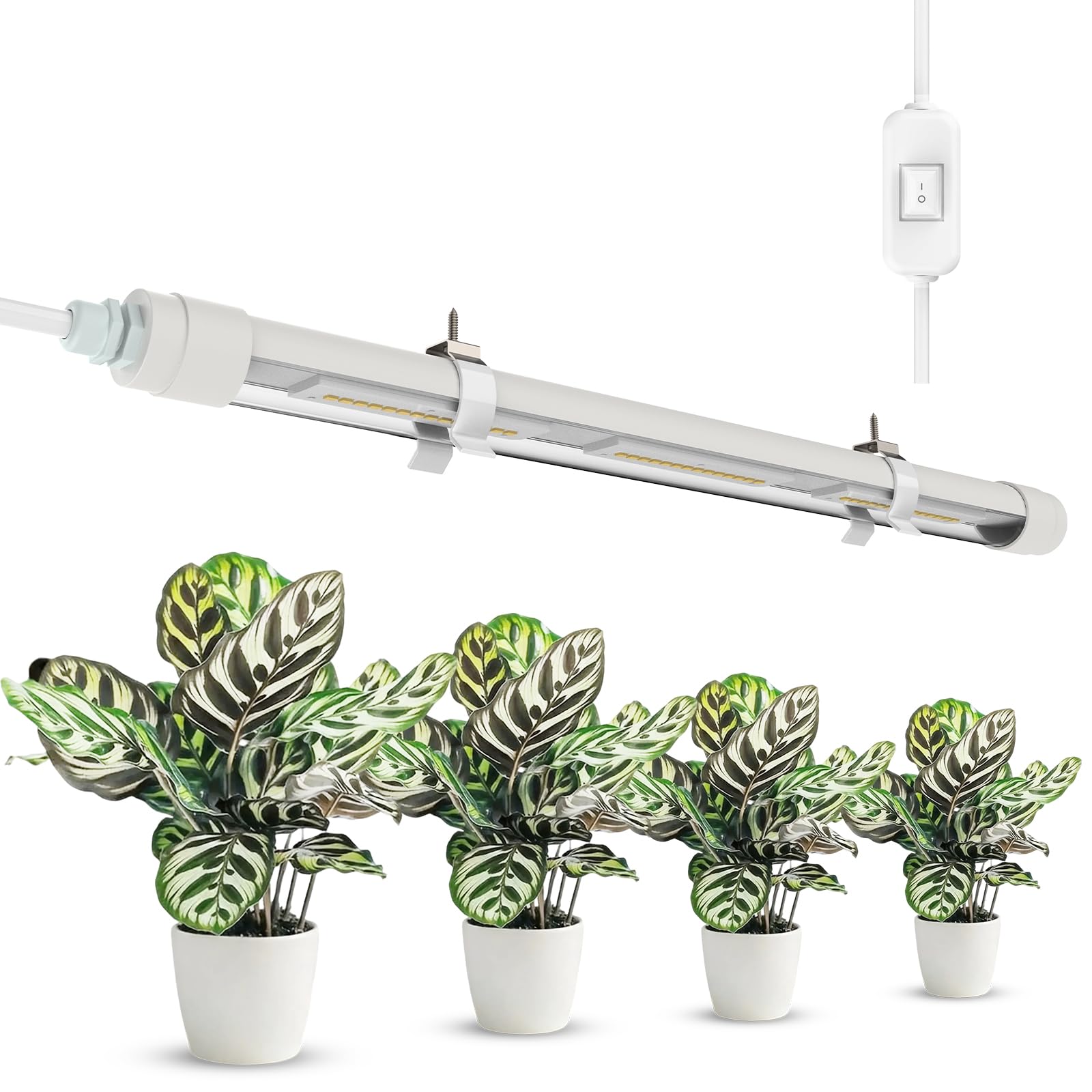 SANSI 15W Pflanzenlampe Vollspektrum, 42cm T8 Grow Lampe, IP54 Wasserdicht | für Zimmerpflanzen, 4000K Pflanzenlicht mit Entlüftungsventil für Aussaat, Pflanzenwachstum, Gewächshaus, Pflanzregale