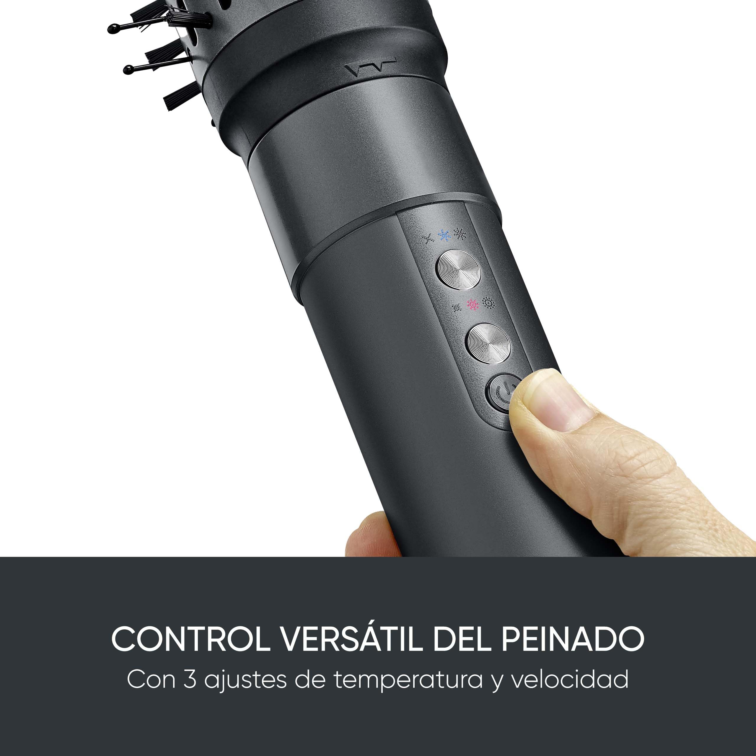 SEVERIN Cepillo secador Multi Estilo 5 en 1, Cepillo eléctrico con 5 accesorios, 1500 vatios, Motor BLDC y Technología Iónica, Función autolimpieza, Negro, WL 0684