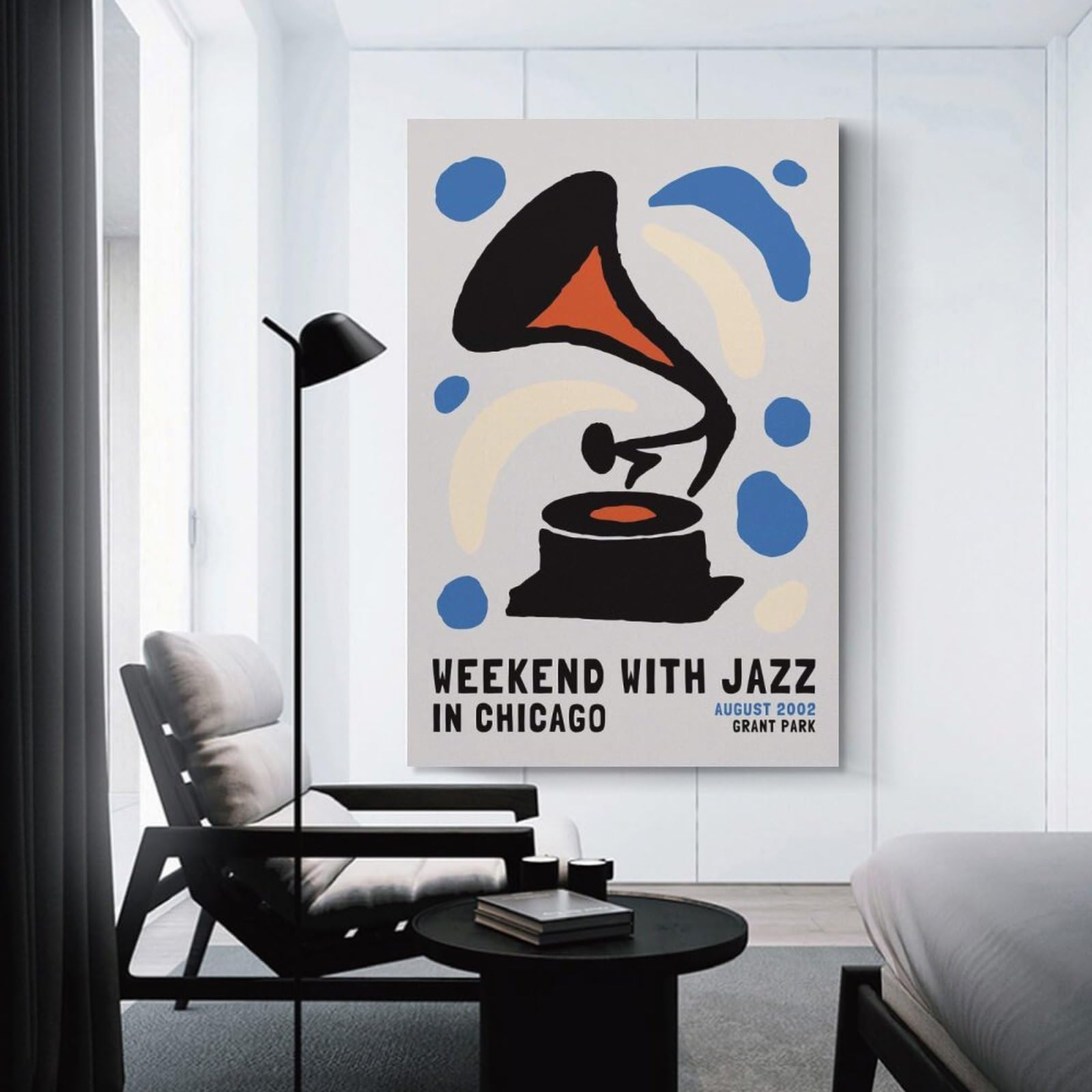 Junmoney Hanging Wall Art Weekend with Jazz in Chicago, 16x24inch(40x60cm), for Wall Displays, Bedrooms Or Room Updates, Wall Decor Suited to Curated Displays