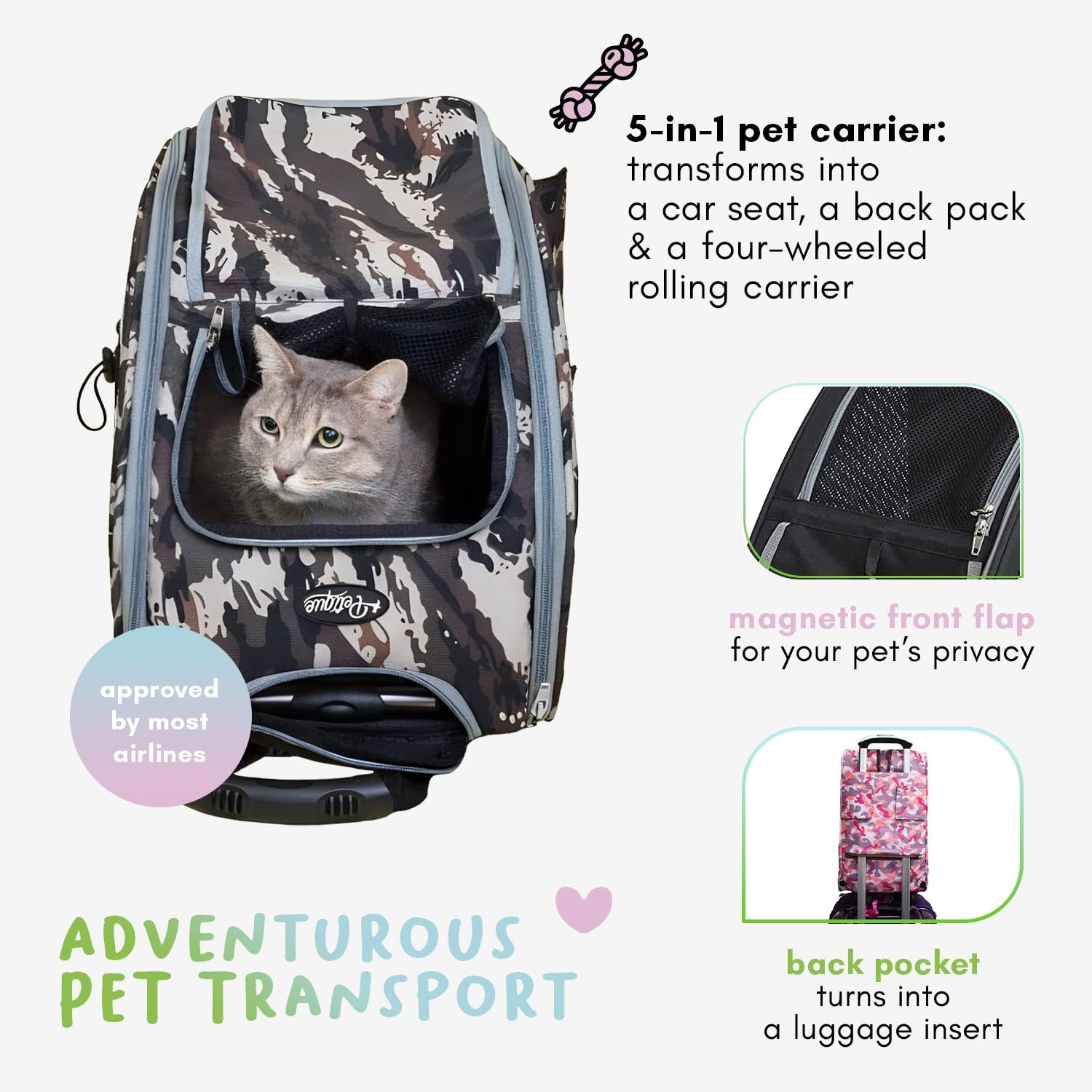 PETIQUE Pet Carrier, Dog Carrier for Small Size Pets, 5-in-1 Ventilated Carrier Bag for Cats & Dogs, Pepper : Pet Supplies