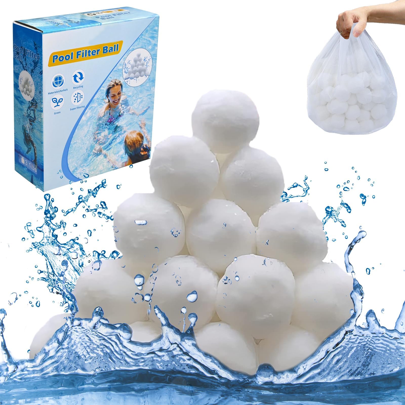 Filter Balls Für Pool - Wiederverwendbare Polysphären 200g Für Swimmingpool Filter