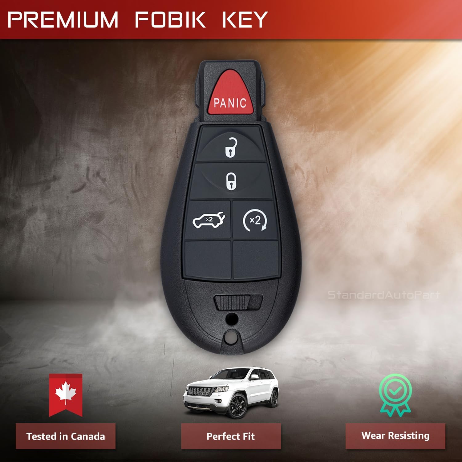 StandardAutoPart Proximity Smart Fobik Key [ for Push Button Models ], Compatible with Jeep Grand Cherokee Durango 2011 2012 2013 IYZ-C01C (5 Button/JC)