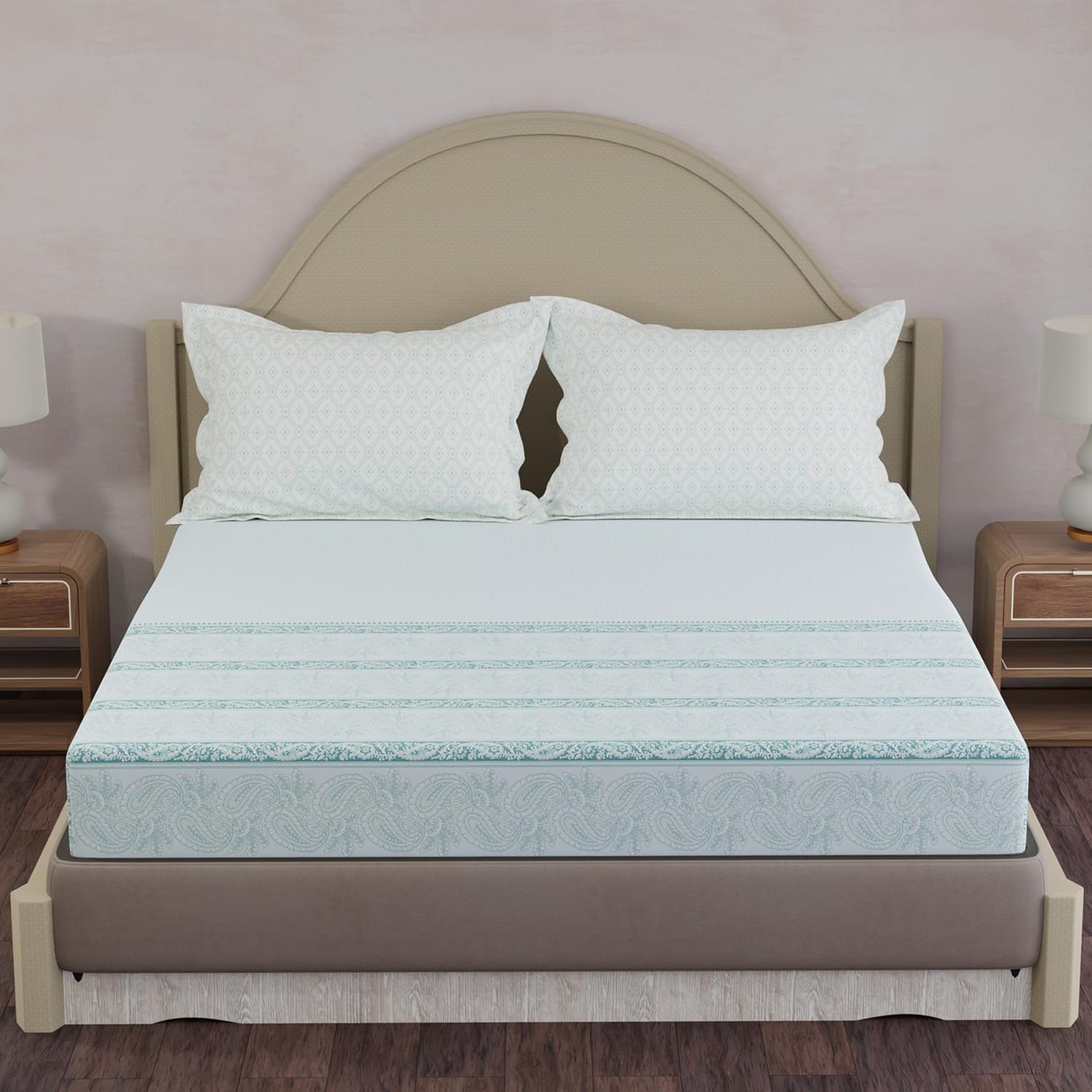 Blue Floral King Size Bedsheet Set - 100% Cotton -29 Blue Floral King Size Bedsheet Set - 100% Cotton -29