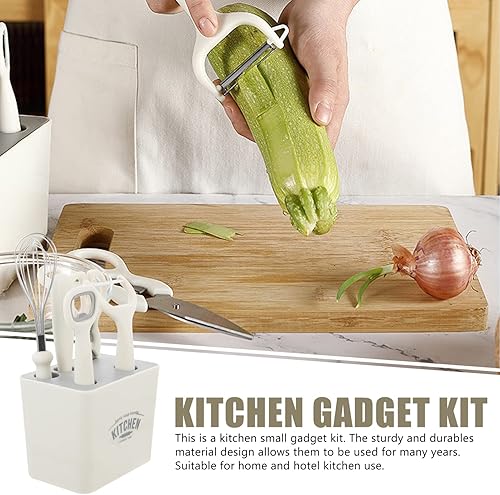 Miniatura 9 de BESTonZON Juego de cuchillos con bloque de 6 piezas de cuchillos de cocina incluyen cuchillos de acero inoxidable tijeras pelador batidor de huevos