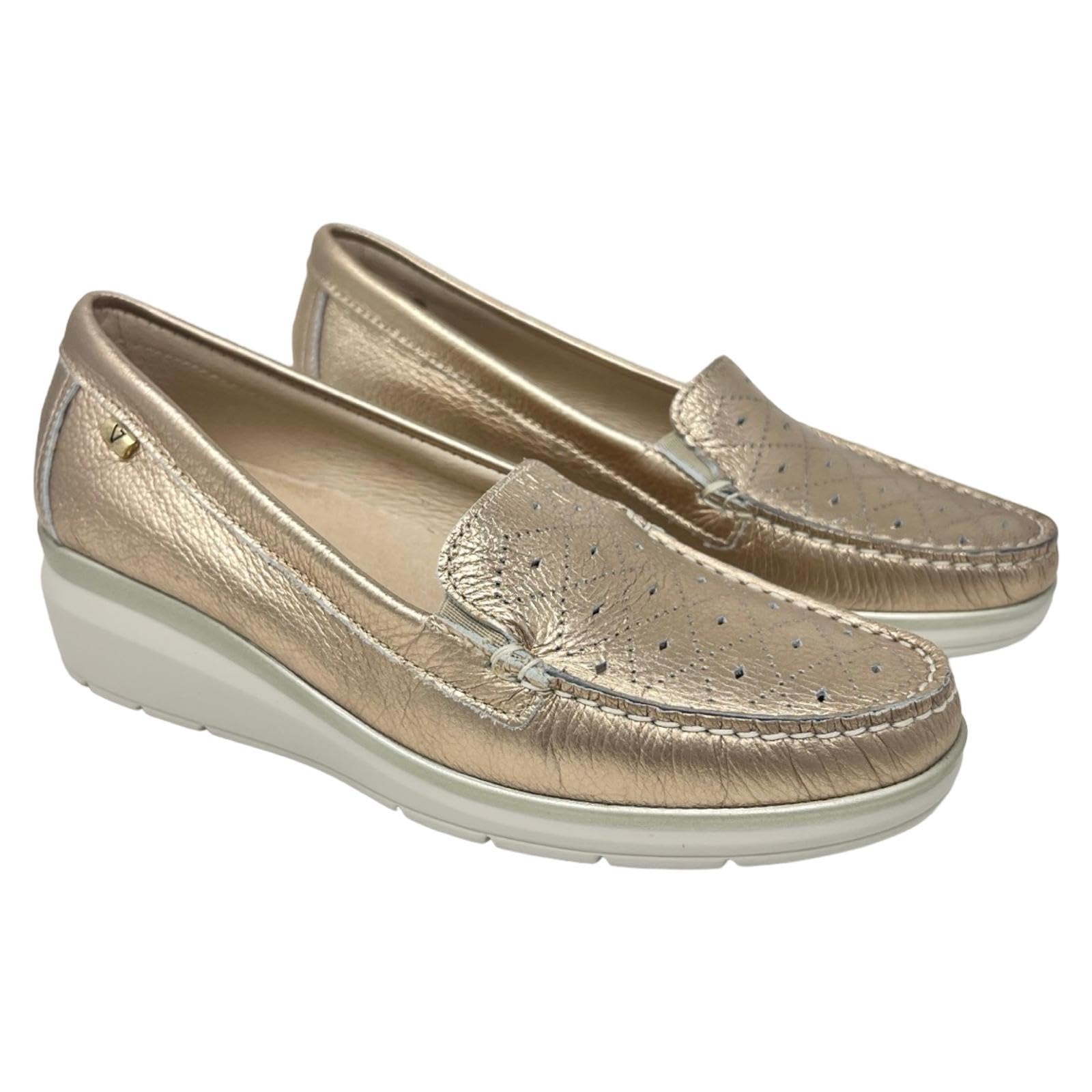 Valleverde 11052 Bronzo Scarpe Donna Mocassino Slip on Forata Elastico zeppetta