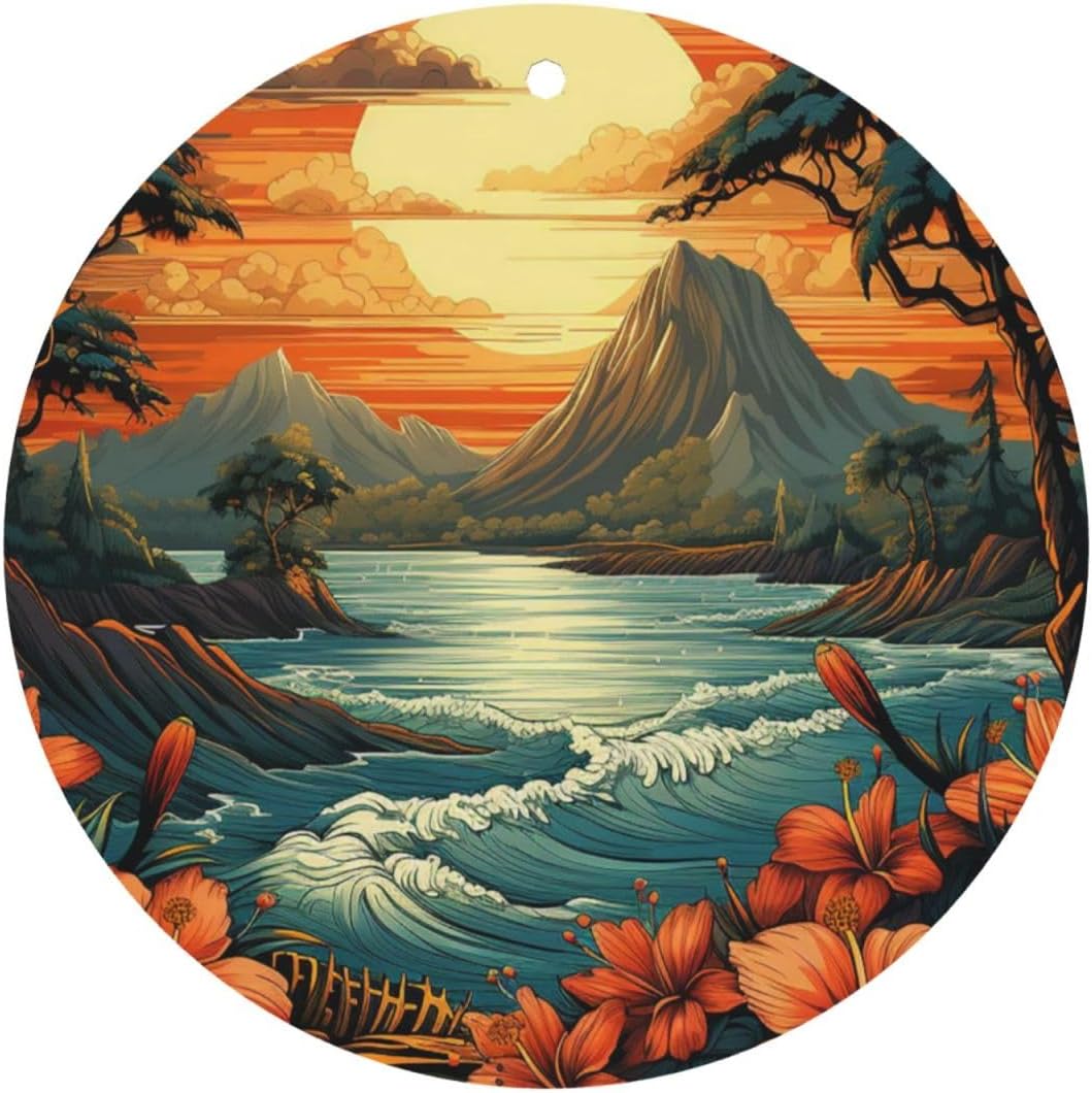 Car Air Freshener 24 PCS Summer Hawaiian Hanging Car Air Fresheners Auto Interior Decor Card Freshener Strong Scented Card Lavender Cars Scents for Office Bedroom Close Drawer Round Shape