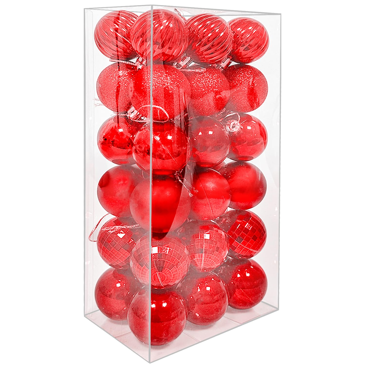 Mu Mianhua Red 36Pcs 4Cm Christmas Balls Christmas Tree Decoration Baubles Ornaments Shatterproof Balls For Xmas Hanging Festive Holiday Home Decor,