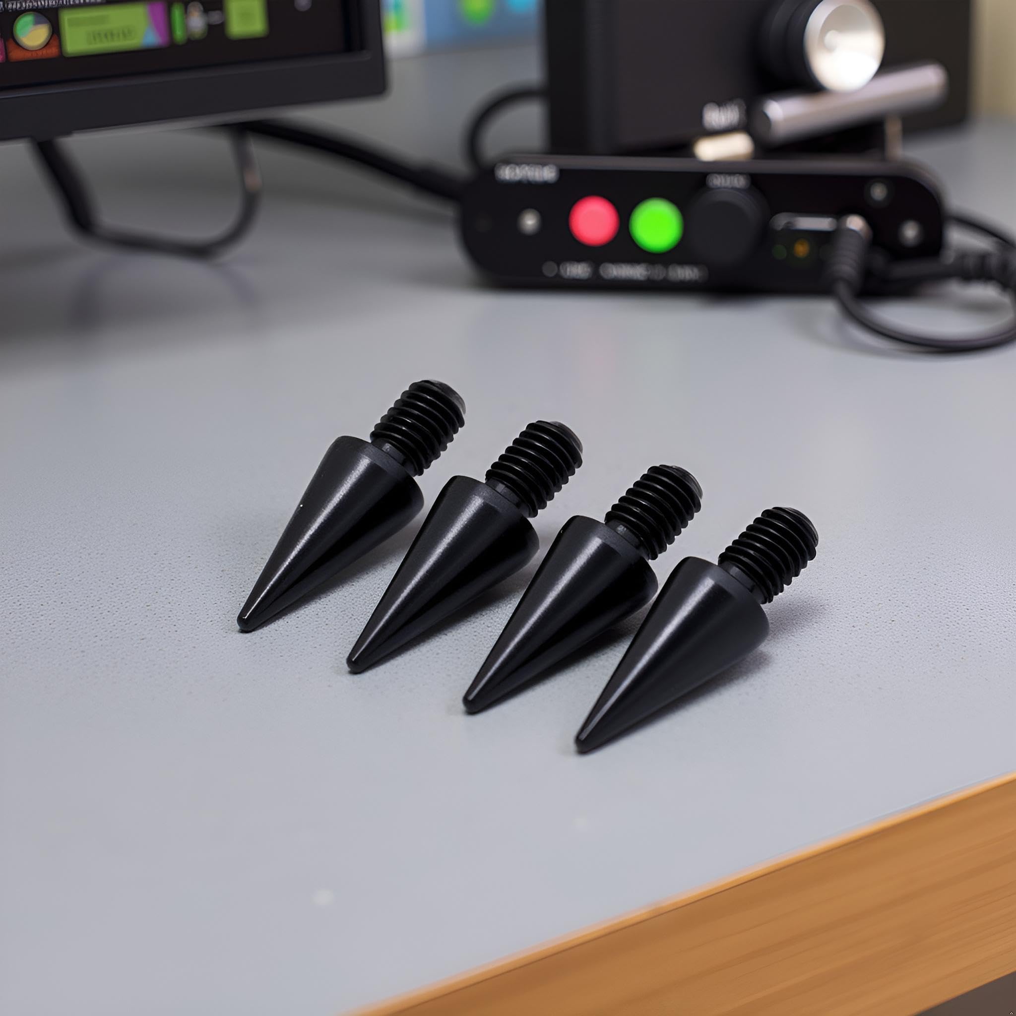 PrecisionGeek Speaker Spikes M6 – Aluminium Noir Ø10 × 20 mm – Anti-Vibration – 4 pièces