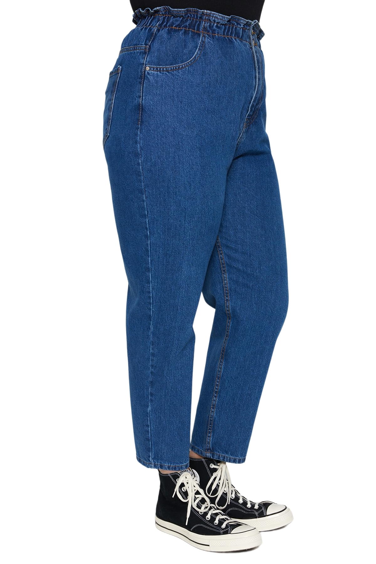 Trendyol Jeans Haute Jambe Droite Grande Taille pour Femme Pantalons