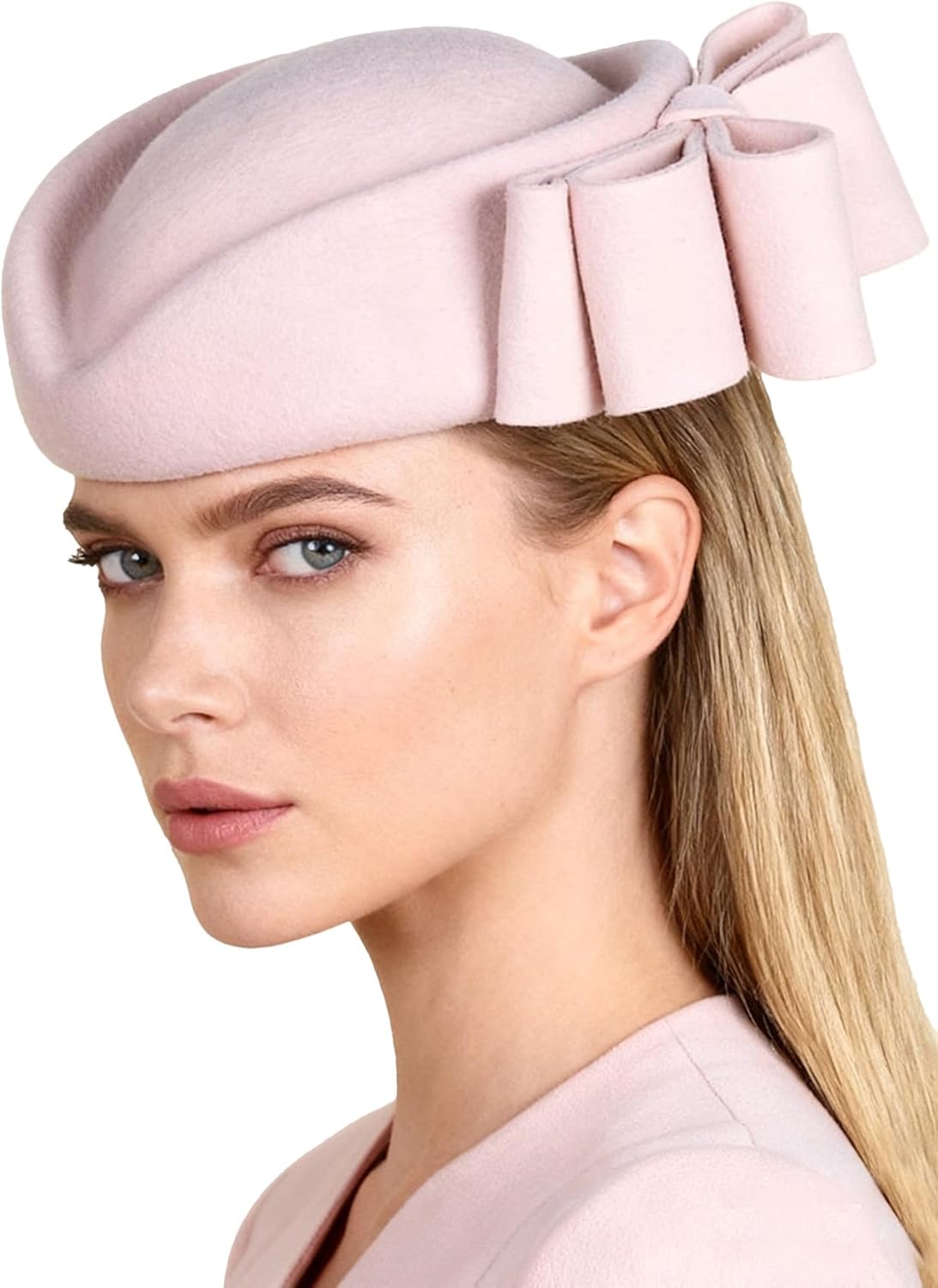 HIMESPORT Wool Felt Bowler Fascinators Hats for Women Ladies Female Elegant Wedding Tea Party Beret Hat with Bowknot