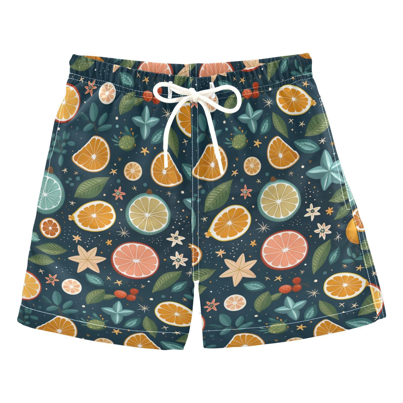 Cartoon Lemon Slices Boys Swim Trunks Toddler Shorts Swimwear Boardshorts