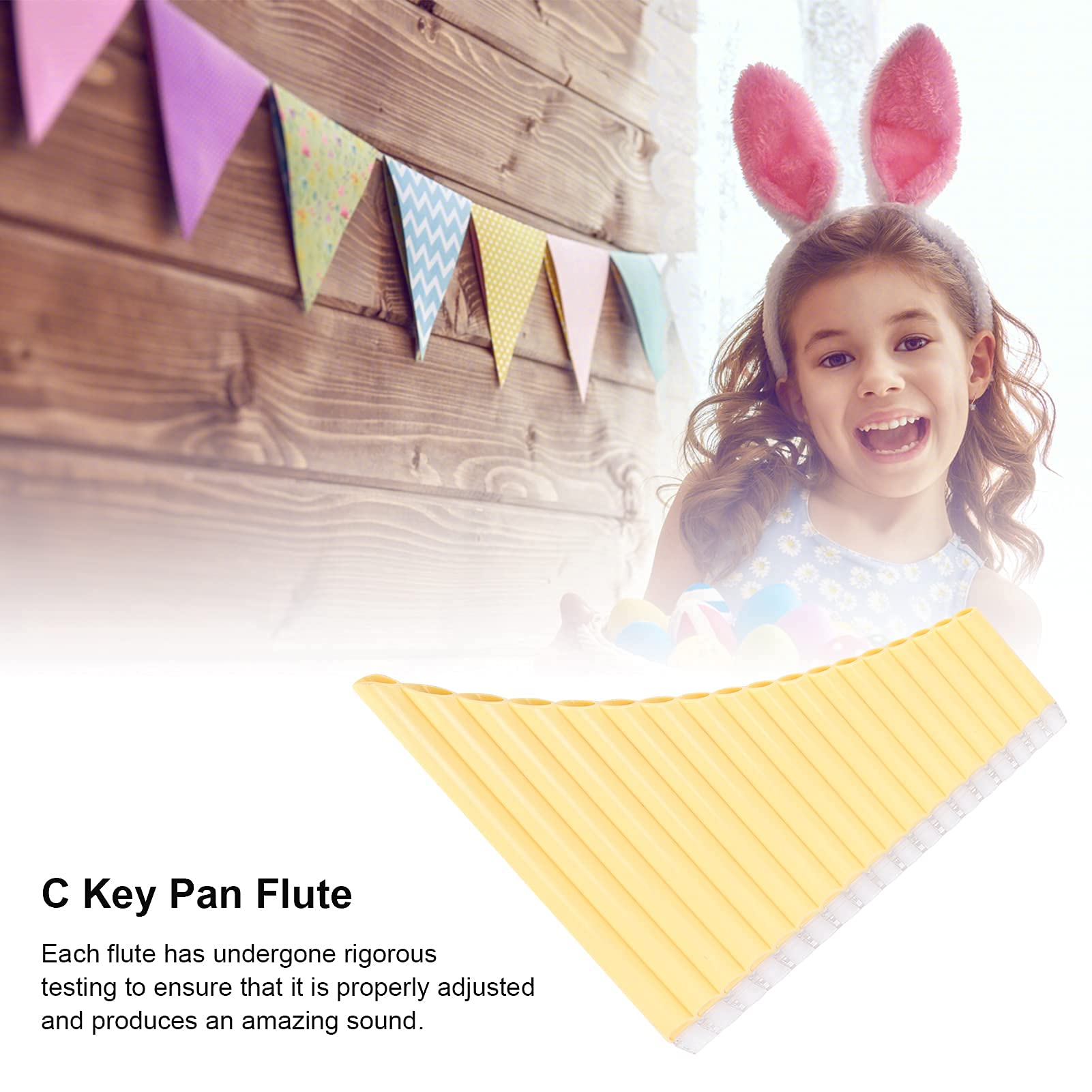 Flauto di Pan ABS 16-Tone Tube C Key Strumenti Musicali con Borsa Imbottita in Nylon per Bambini Adulti Principianti(giallo)
