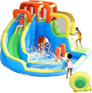 SunSports Inflatable Water Slide - Kids Bounce House,Bouncy Castle for Kids Outdoor,Inflatable Water Park with Slide,Water Slides for Kids Backyard,Bouncy House for Wet and Dry