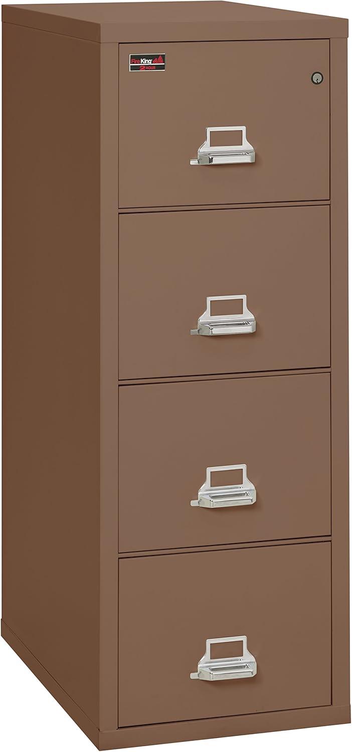 Fireking Fireproof 2 Hour Rated Vertical File Cabinet (4 Legal Sized Drawers, Impact Resistant, Water Resistant), 57" H x 21.31" W x 32.06" D, Platinum