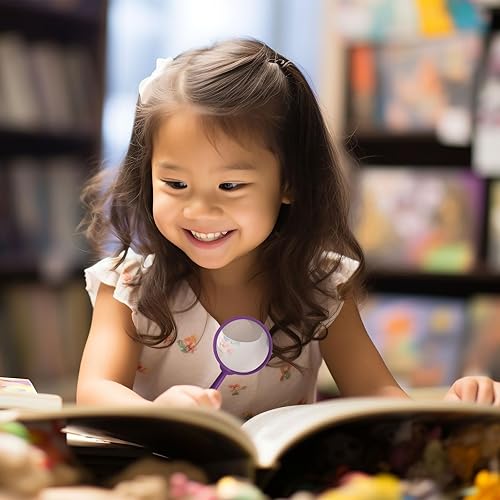 Miniatura 7 de 24 lupas para niños, lupa de plástico, lente de mano colorida, mini lupa 5X para niños, lectura en clase de ciencia, observación al aire libre,