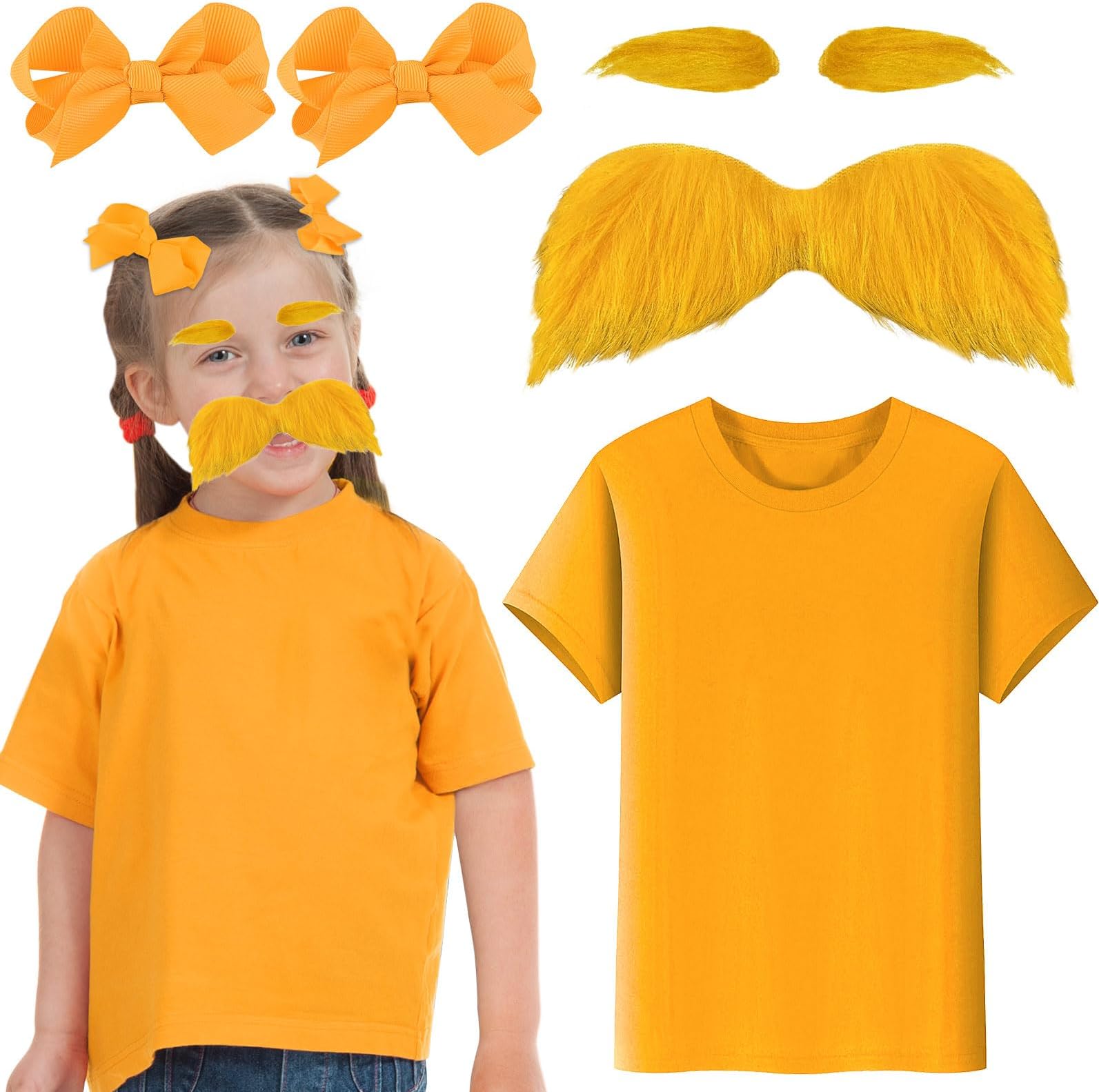 Orange Mustache Costume Set for Kids for Cosplay Party World Book Day Fancy Dress Up Party Accessories