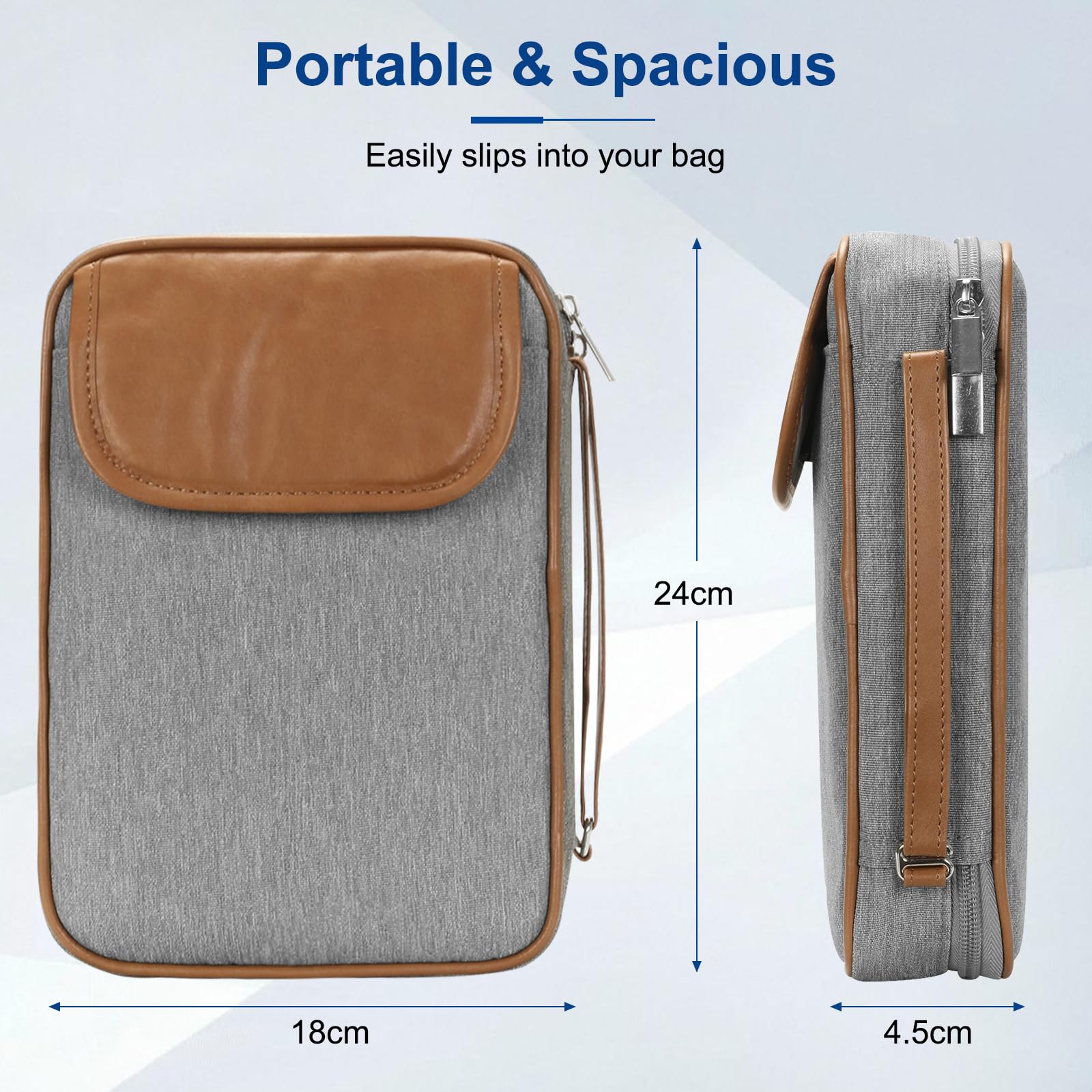 AiQInu Pochette Organisatrice Électronique avec Poche iPad Mini, Fente pour Carte SD, Gris