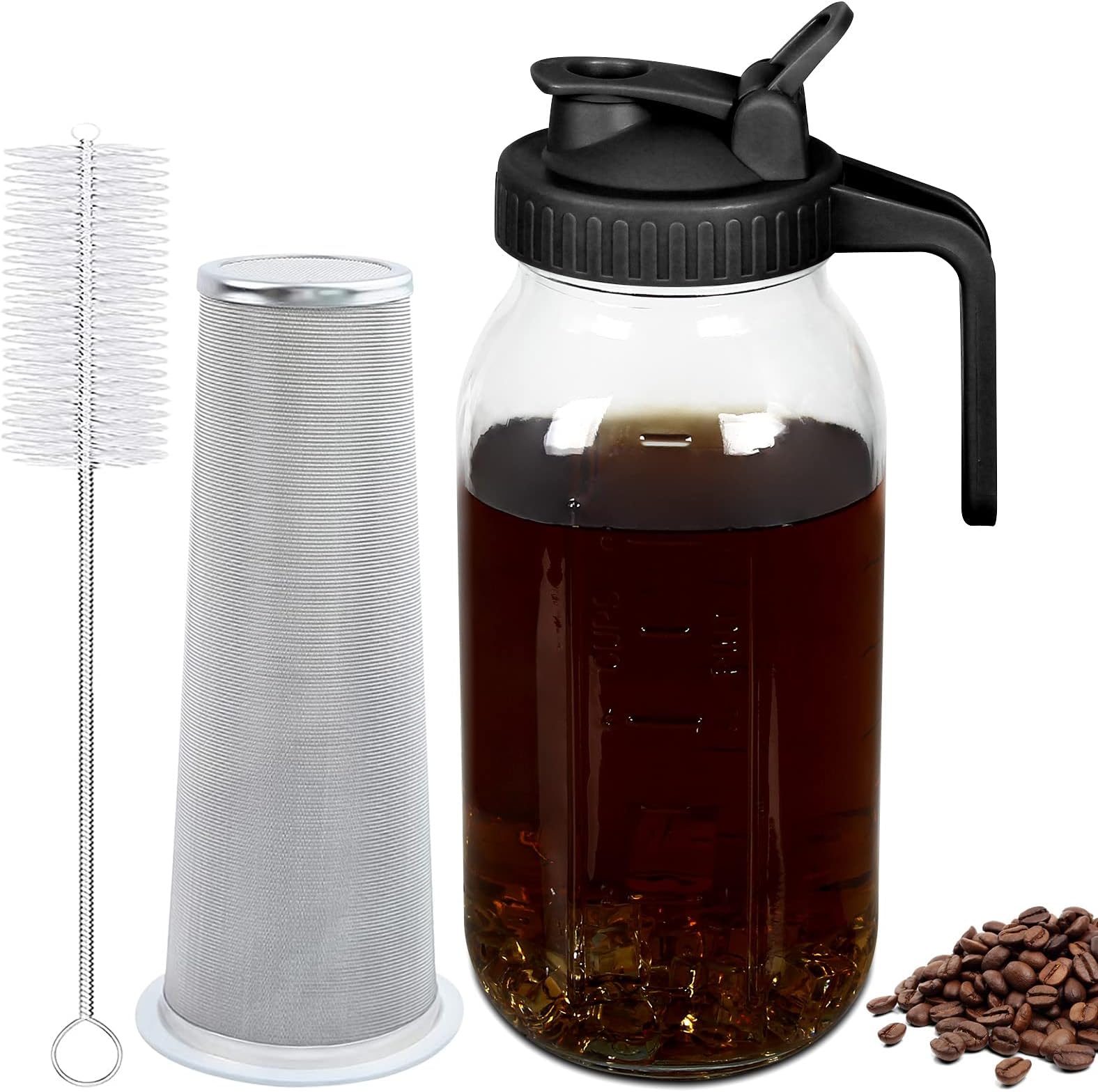 Mason Jar Cold Brew Coffee Maker & Iced Tea Maker Quart