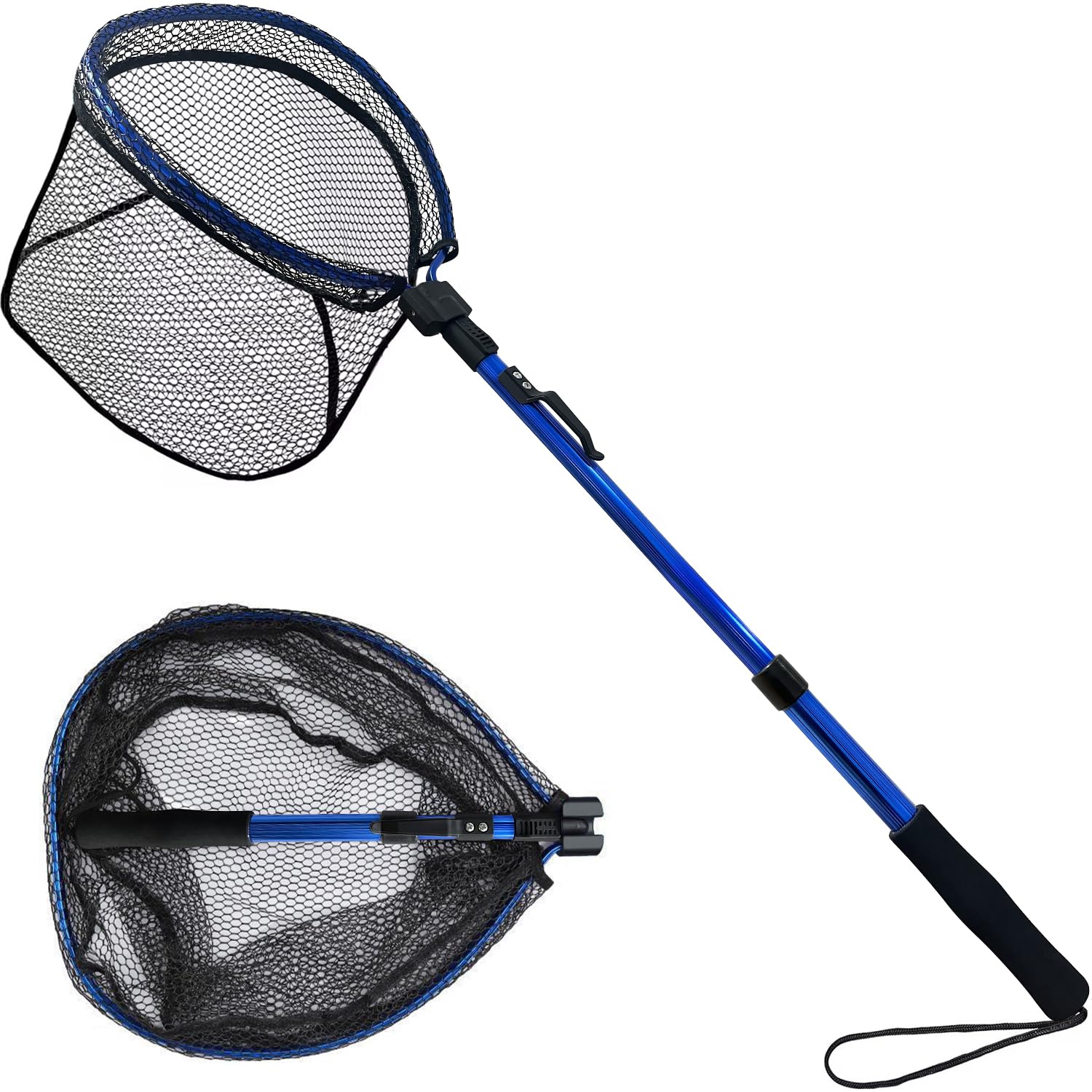 LBW Collapsible Fishing Net with Telescoping Handle, Folding Kayak Net for Freshwater or Saltwater, Trout Catfish Bass Rubber Landing Net : Sports & Outdoors
