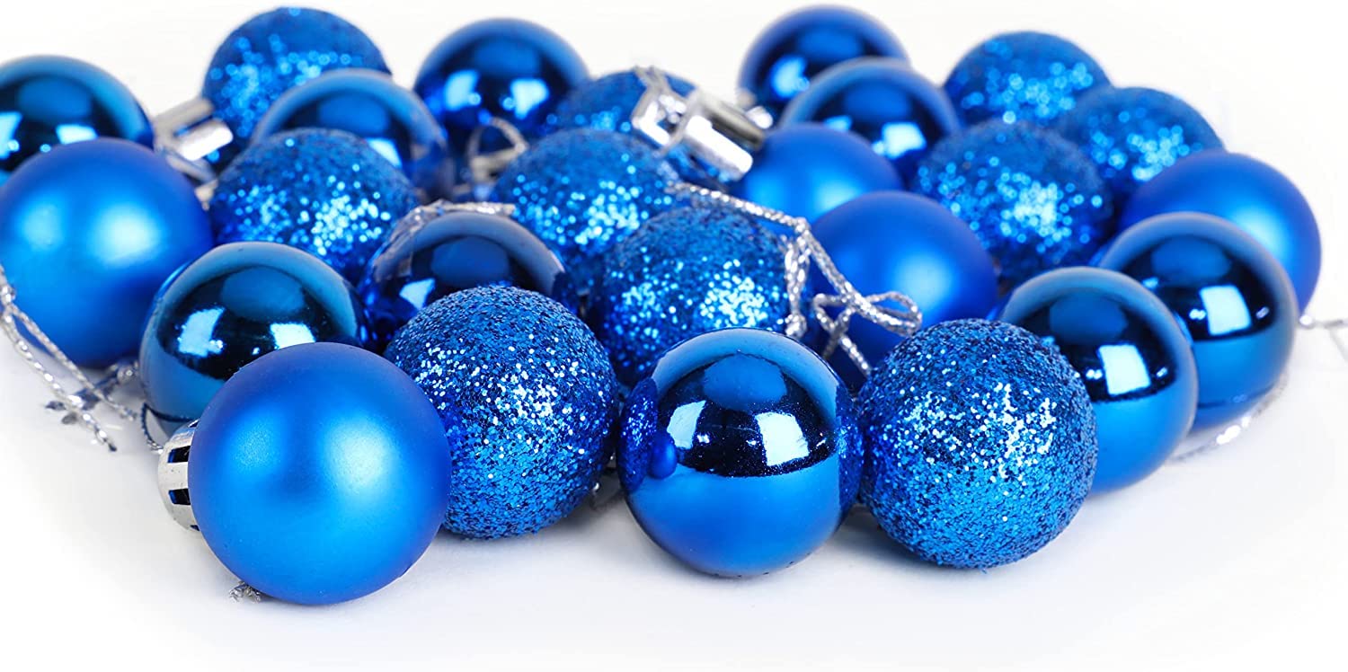 Blue Christmas Ball Ornaments - 24 Pcs -1