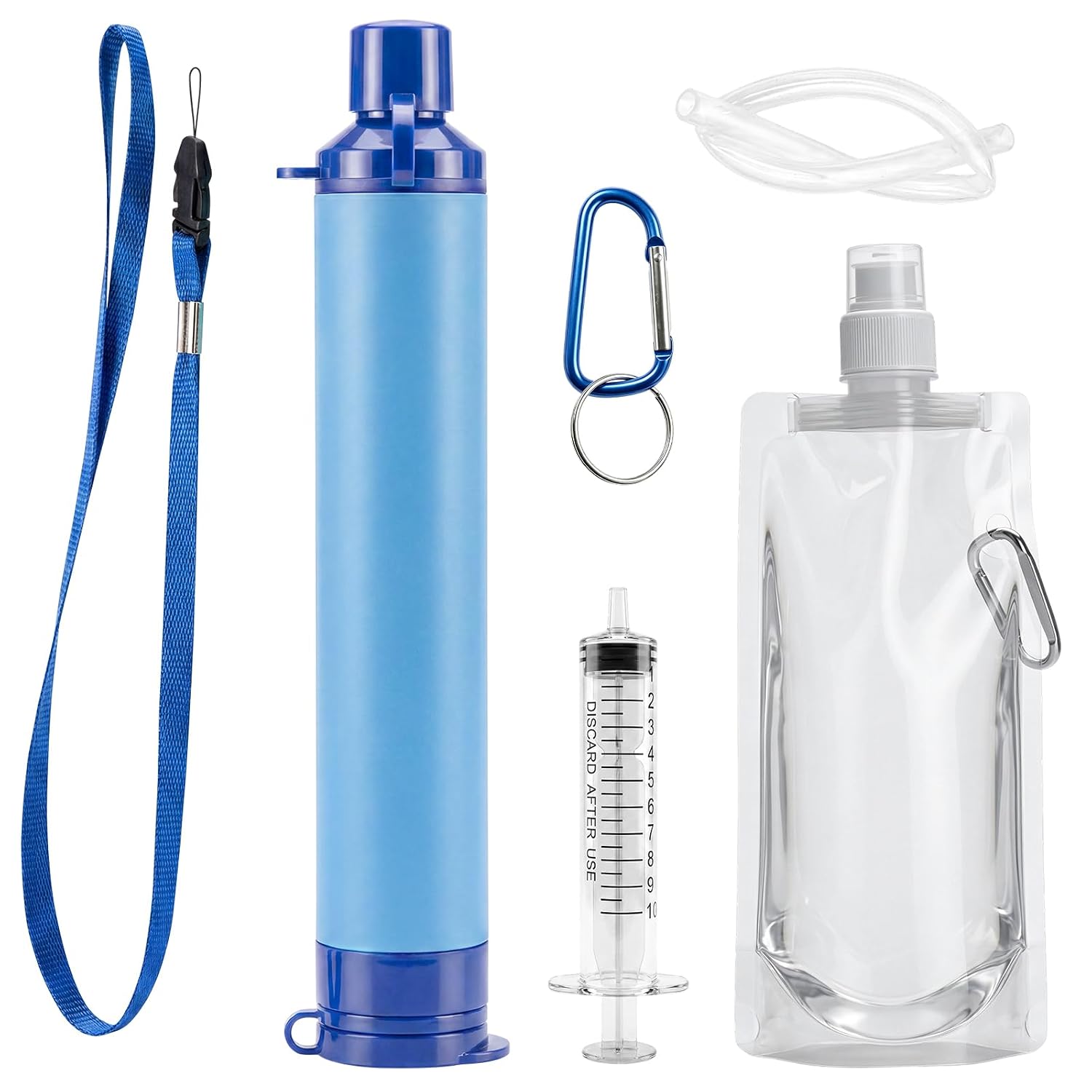 Water Filters Straws, Filtration Portable Gear, Supply for Drinking Hiking Camping Team Family Outing (Set)