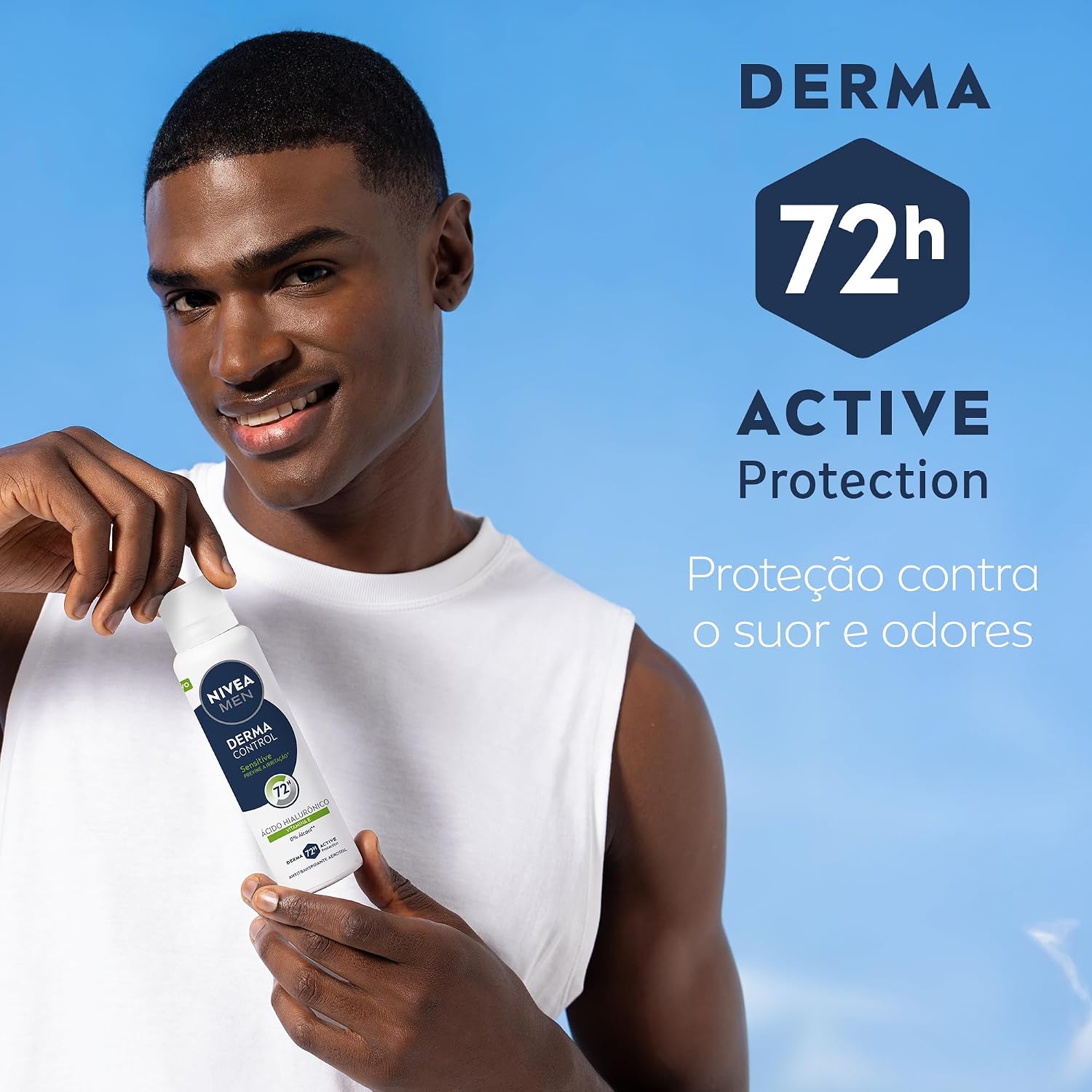 NIVEA MEN Desodorante Antitranspirante Aerossol Sensitive Protect 150ml - Proteção prolongada de 48h, peles sensíveis, com óleo de abacate e extrato de camomila, minimiza a irritação