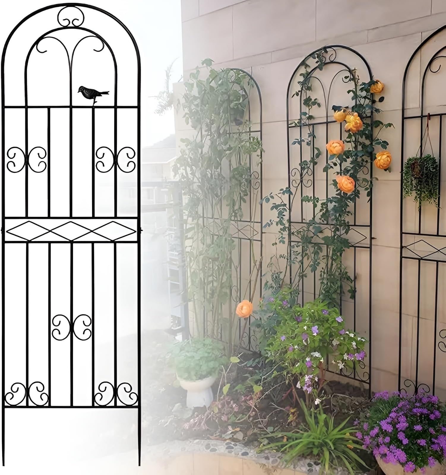 Metal Garden 50x270cm, Rustproof Plant Support, Vertical Climbing e for Vines, Roses, and Creepers - Adjustable 90cm to 220cm Height Options