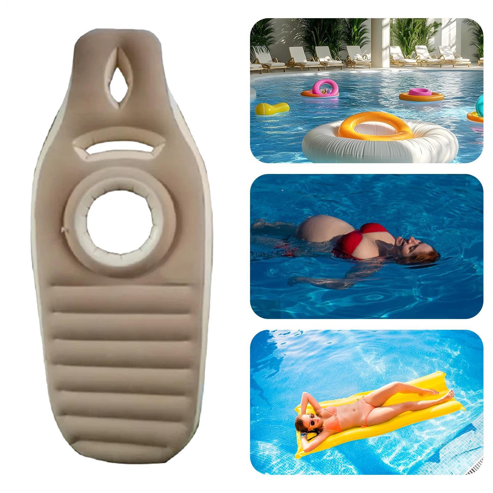 Flotador de piscina para mujer embarazada, balsa antideslizante para maternidad, tumbona de playa para embarazo, tumbona de playa de PVC grueso, con agujero para el vientre para mujer, patio trasero y
