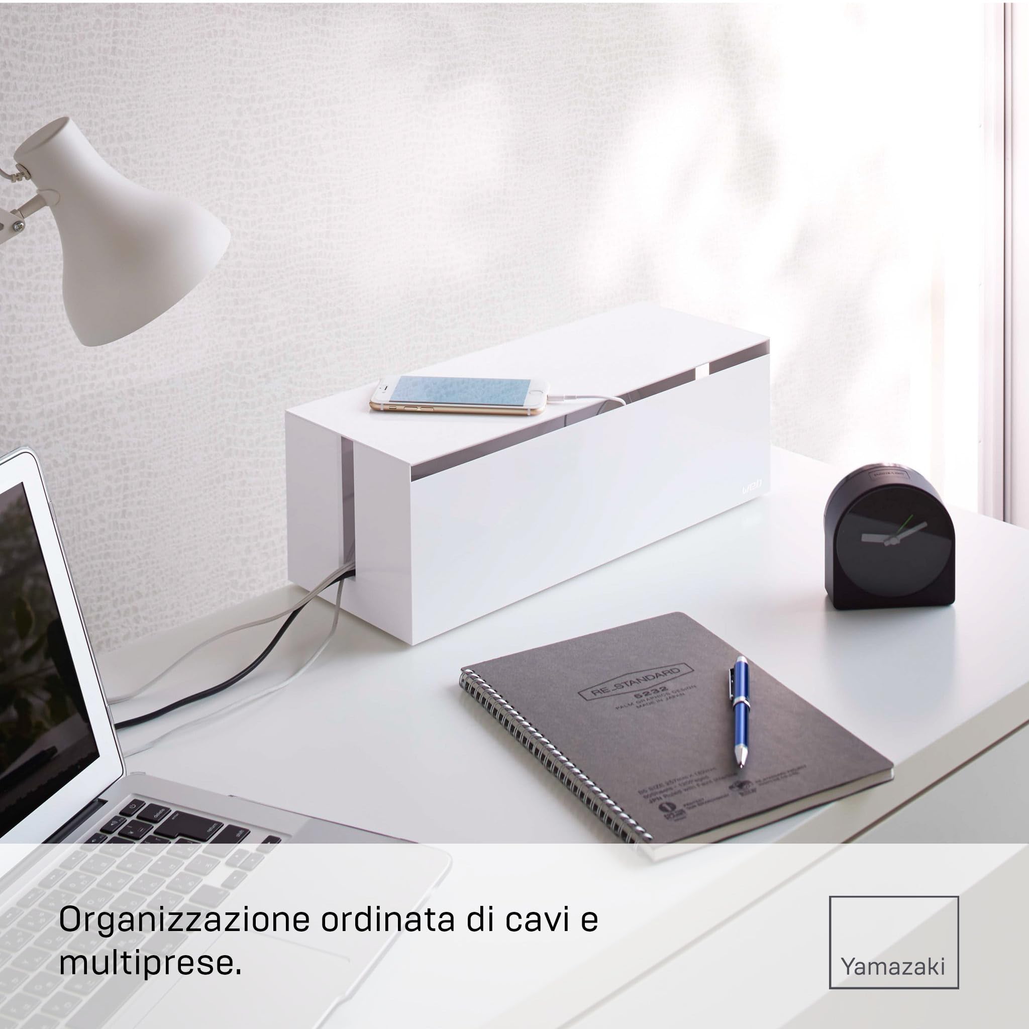 YAMAZAKI Home Web Cable Box - Scatola organizzatrice per cavi bianco