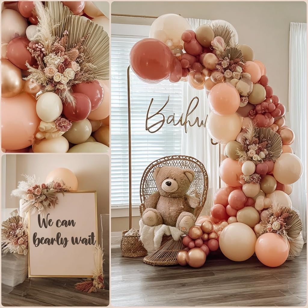 Dusty Pink Brown Balloon Garland Nude Tan Pink Rose Gold Double Stuffed Dusty Rose Mauve Blush Beige Balloon Arch Kit for Baby Shower Birthday Bridal Wedding Graduation Party Decorations