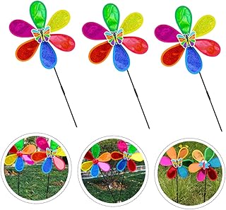3pcs Windmill Wind Mills Outdoor Outdoor Playset Outdoor Toy Spinners Flower Wind Rainbow Pinwheel Garden Decor Decorative Pinwheel Pinwheel Toy Plastic Sunflower Child